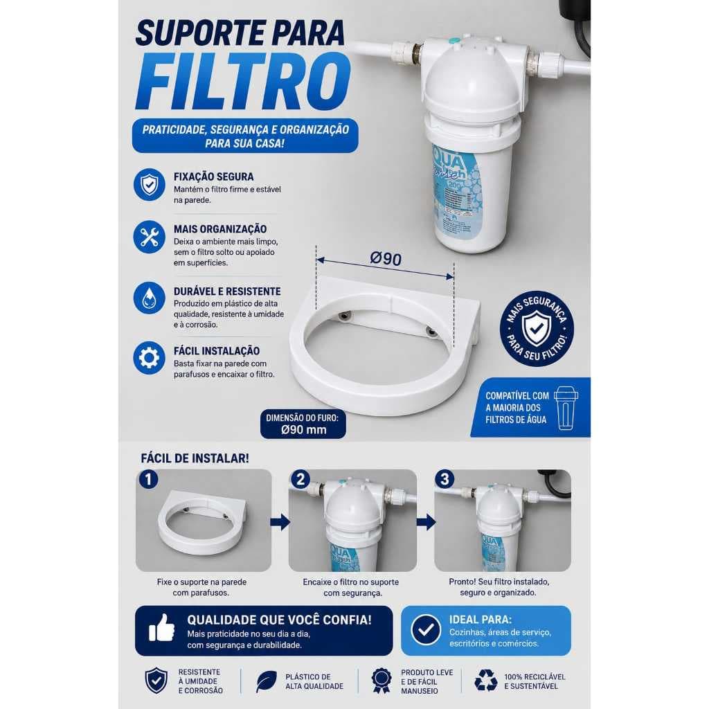 Suporte Filtro De Água / Suporte Purificador De Água /  Compatível com modelo Áqua Fresh Intense 200