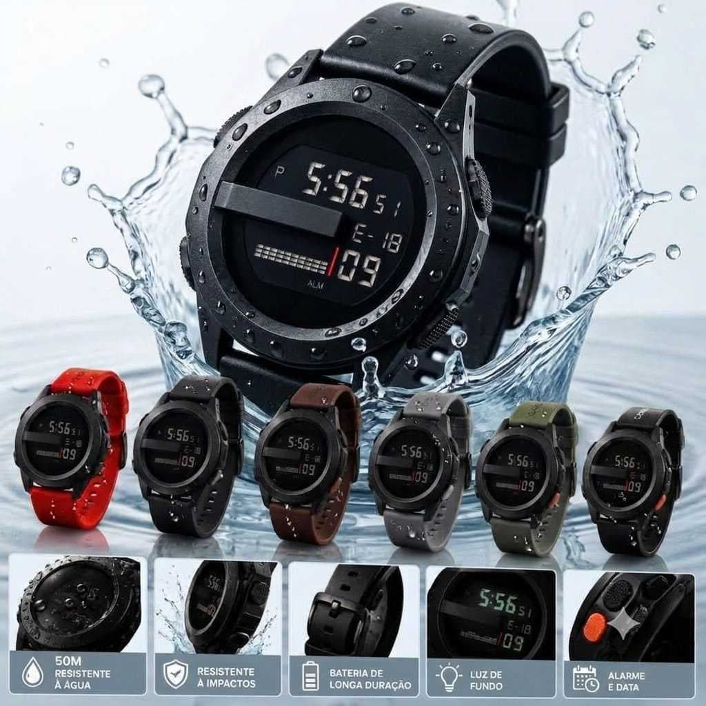 Rel贸gio Masculino Digital T谩tico Dia Dia Pulseira Silicone Varias Cores Rel贸gio Digital Led