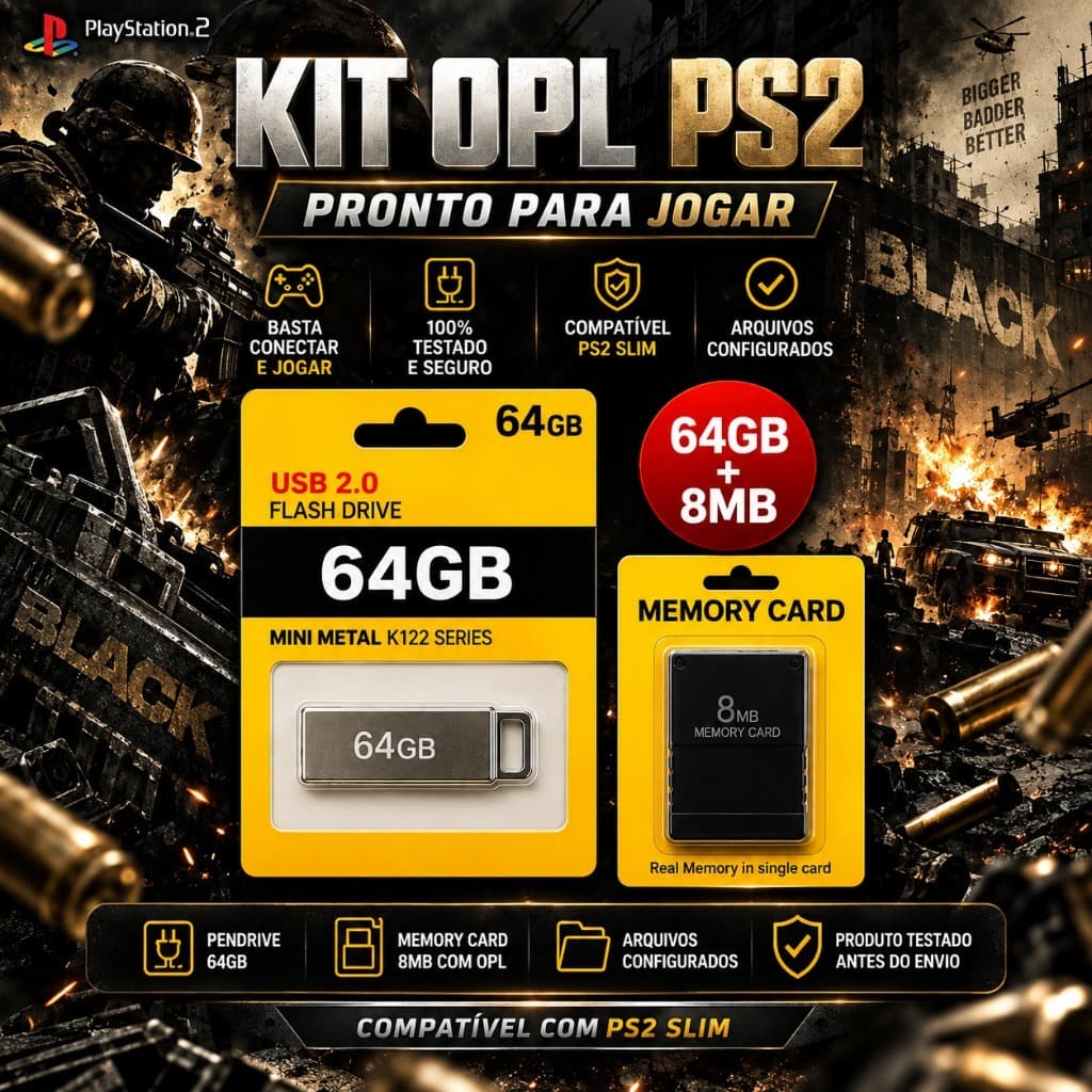 PENDRIVE + KIT OPL PARA PS2 - PRONTO PARA JOGAR