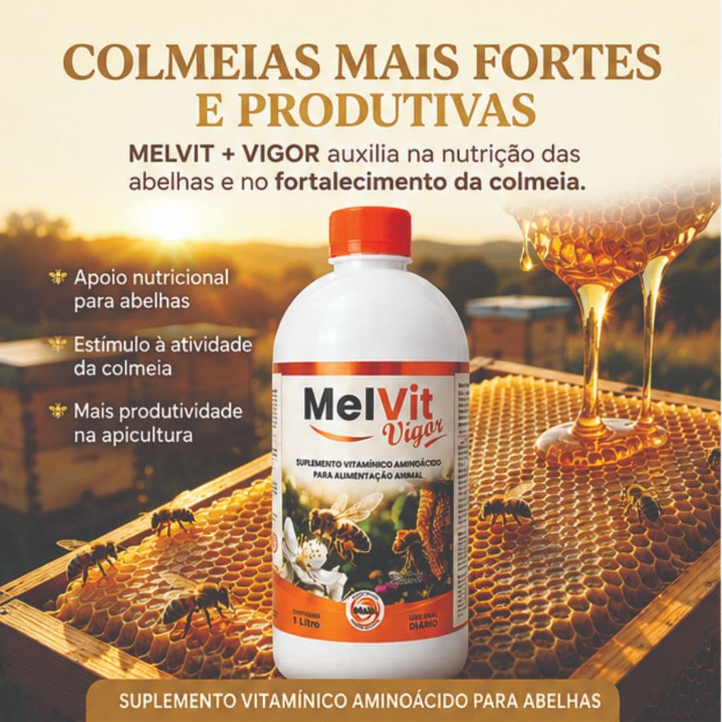 Suplemento Para Abelhas Equilíbrio Vitamínico Colmeia Nutrida MelVit 1 Litro Nutrição Completa