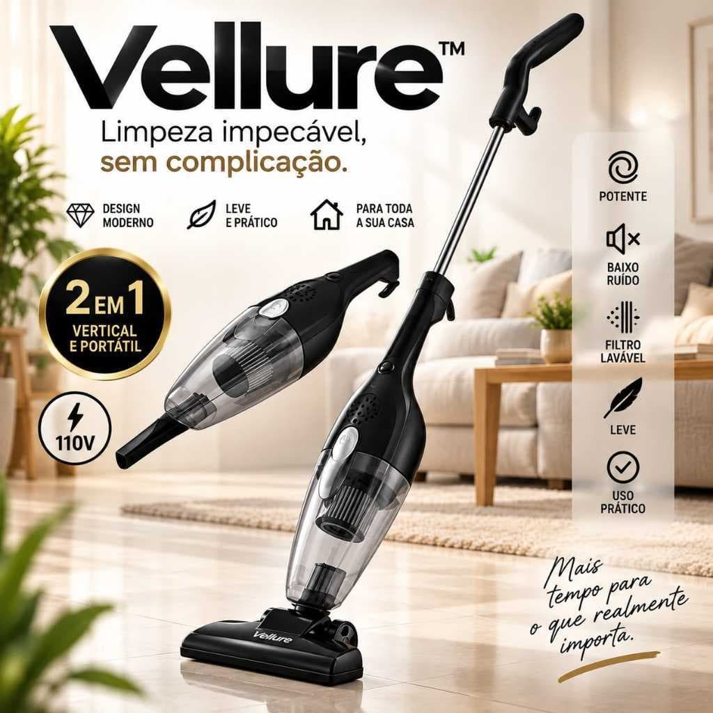 Aspirador de Pó Portátil 2 em 1 Vertical 110V Vellure™ Para Casa e Carro