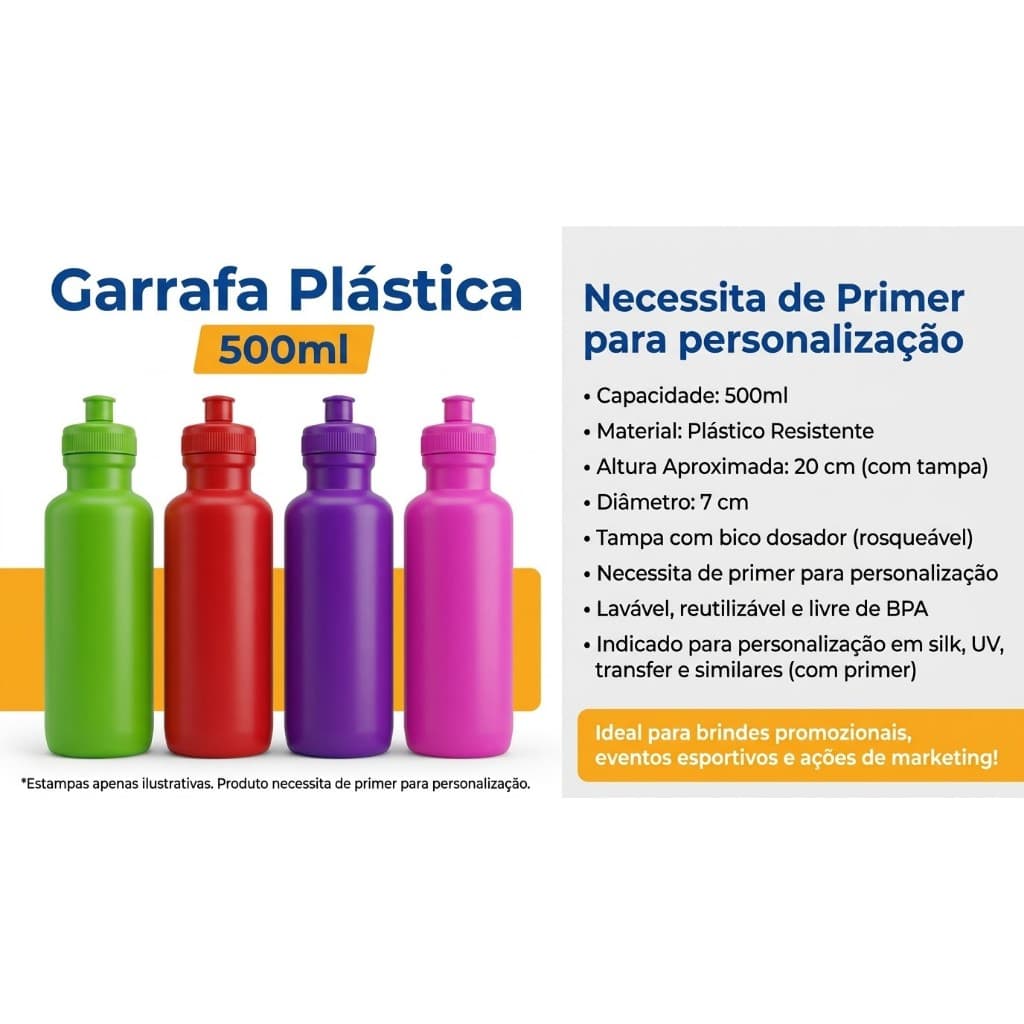 Garrafa de água squeeze 500ml garrafinha de plástico infantil
