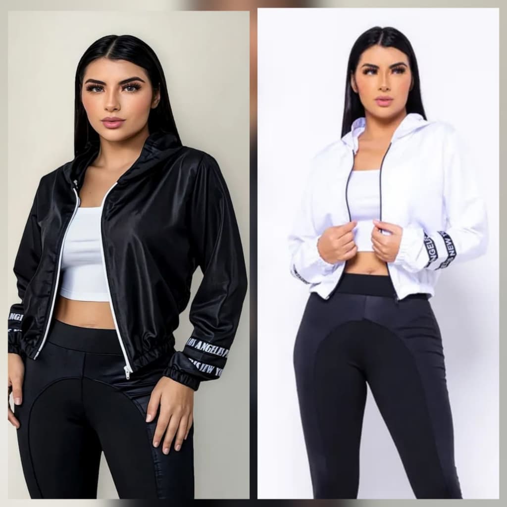 Kit 2 Jaqueta Feminina Corta Vento com Capuz Moda Outono Inverno