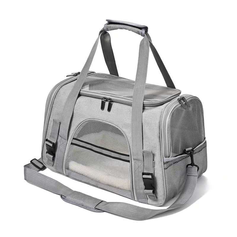 Bolsa de Transporte para Gatos e Cachorros Grande Dobrável Respirável Transparente de Mão e Ombro para Pets 7,5-10kg