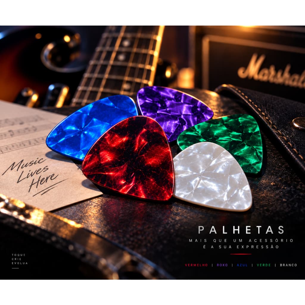 Palheta Instrumentos Musicais Violão Guitarra Baixo Ukulele Variados Cores 0,71mm