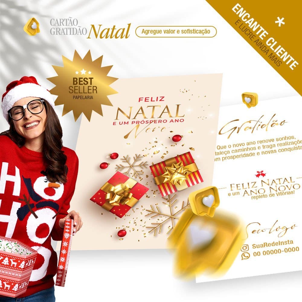 Cartões De Agradecimento Cliente Natal Feliz Natal e Prospero Ano Novo Mimo Brinde Festa