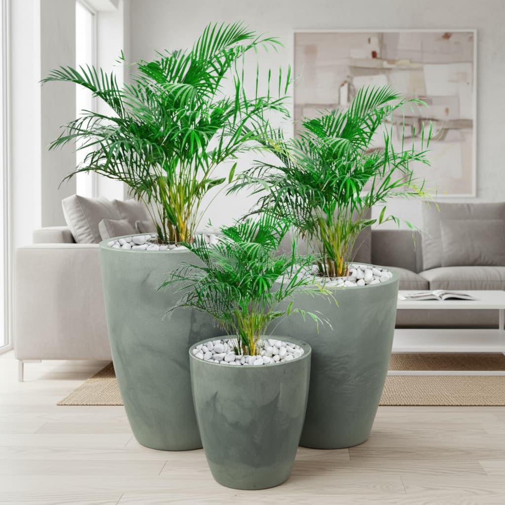 Kit Conjunto 3 Vasos para plantas P+M+G Marmorizado Luxo em Polietileno Decorativo Liso Moderno
