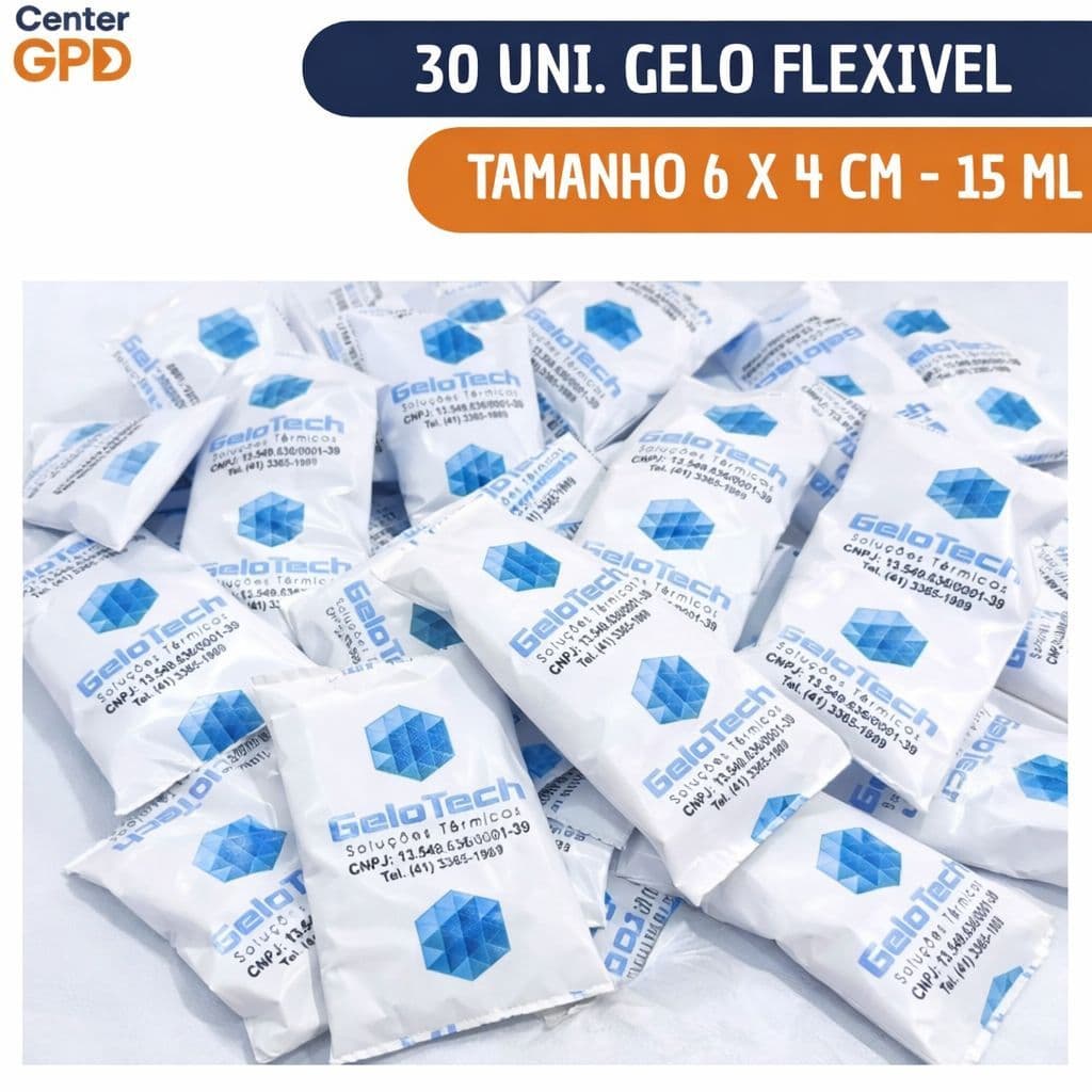 Gelo Artificial 30 un Reutilizavel Gelotech 15ml 6x4cm