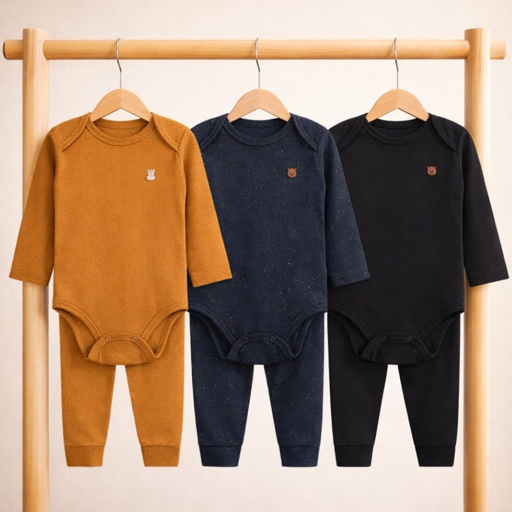 Kit 8 Peças Bebê Menino Body Manga Longa + Calça Mijão Cor Sortida | Roupa Bebê Inverno RN ao GG