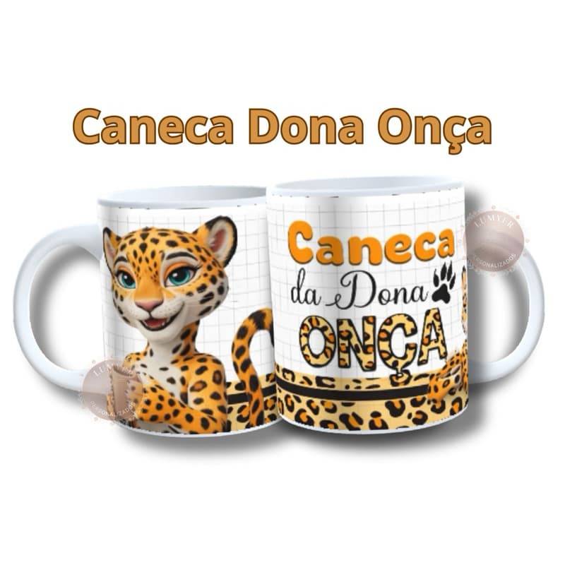 Caneca Personalizada Dona Onça Porcelana 325 ml Casal Presente Criativo