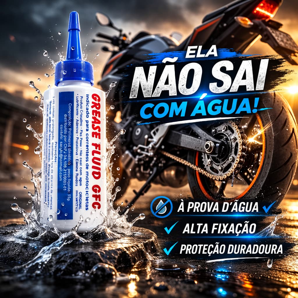 Graxa Gel Transparente Corrente Moto Não Sai Com Agua 55 Gramas Sintético