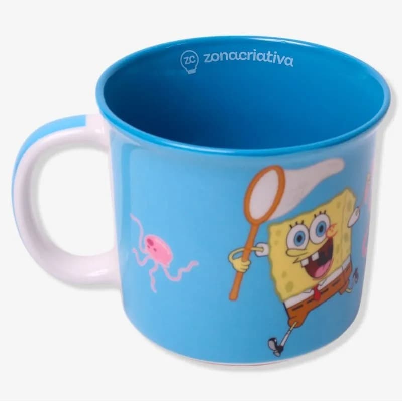 Caneca Tom Bob Esponja e Patrick Água Viva 350ml ZC presente top
