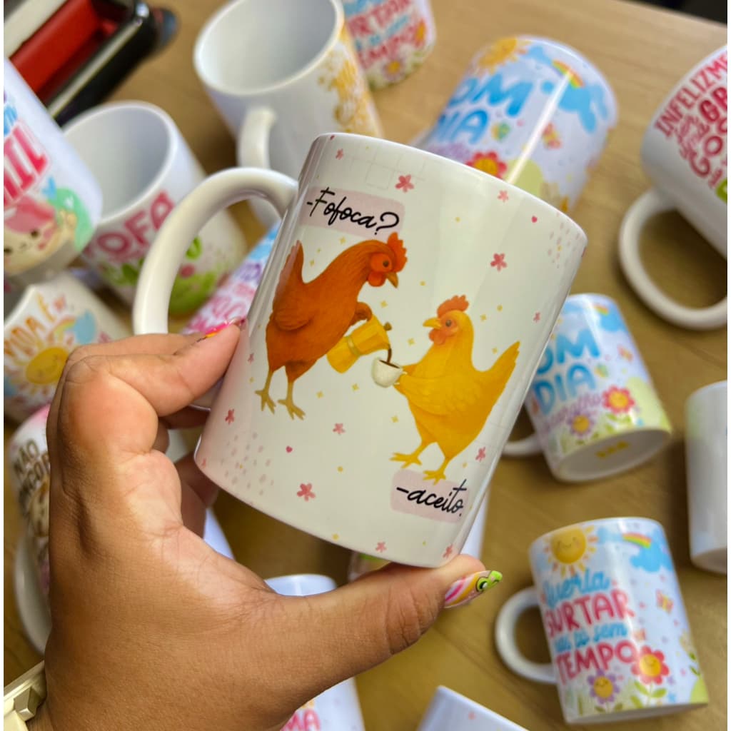 Caneca Amigas Cobra e Galinha 325ml – Presente Engraçado para Melhor Amiga | Porcelana ou Plástico Premium