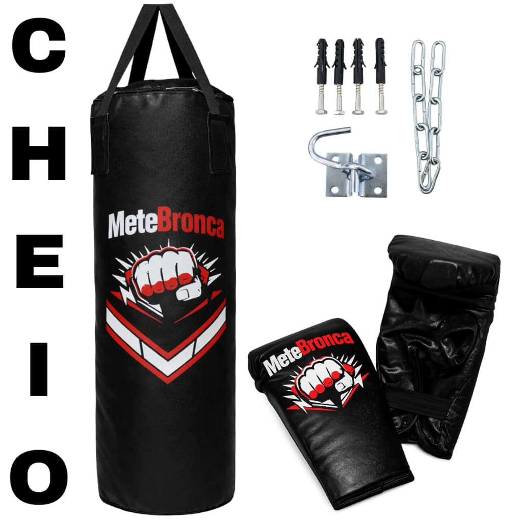 Kit Completo Saco De Pancada 90cm Cheio + Luva + Suporte de Teto Boxe