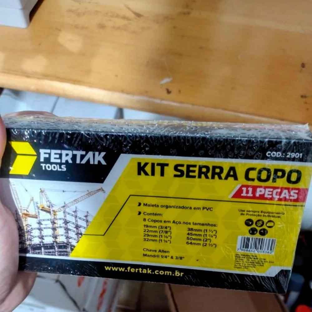 Kit jogo Serra copo profissional maleta 11 peças madeira e gesso, material aço carbono