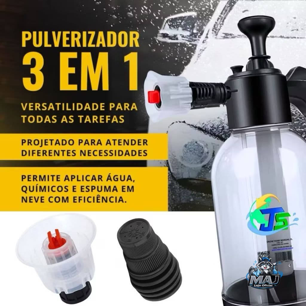 Snow Foam Manual 2L Profissional 3 em 1 – Pulverizador Gerador de Espuma Lava Carros Motos e Vidros