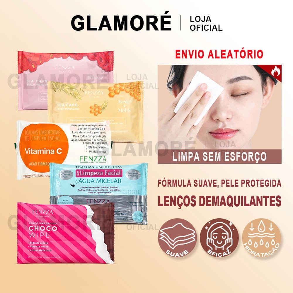 Lenço Demaquilante Fenzza Limpeza Facial Vitamina C Água Micelar Sortido