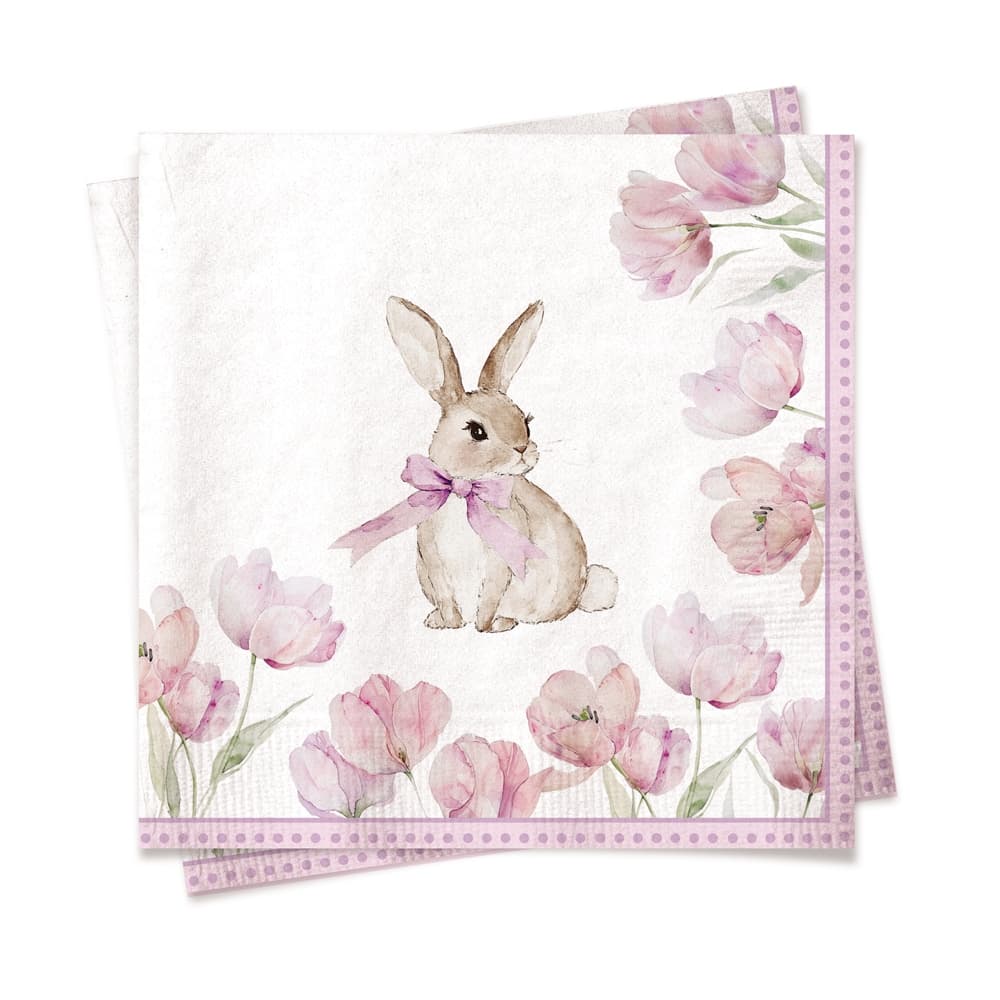 Guardanapo de Papel Estampado Coelho da Páscoa com 20 Folhas Duplas 32,5x32,5cm