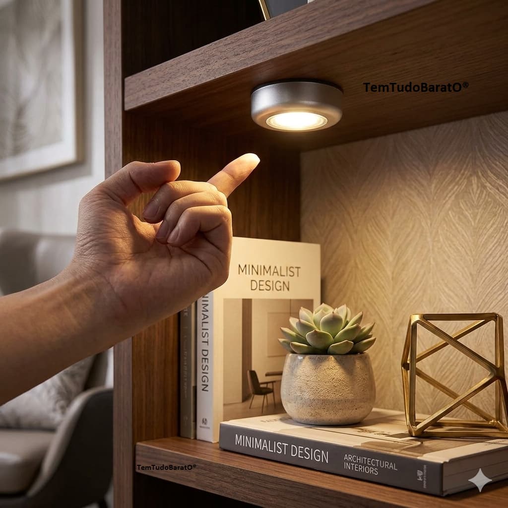 KIT Luminária 3 LEDs Adesiva Forte Emergência Luz Parede Touch De Segurança Para Corredor Armário