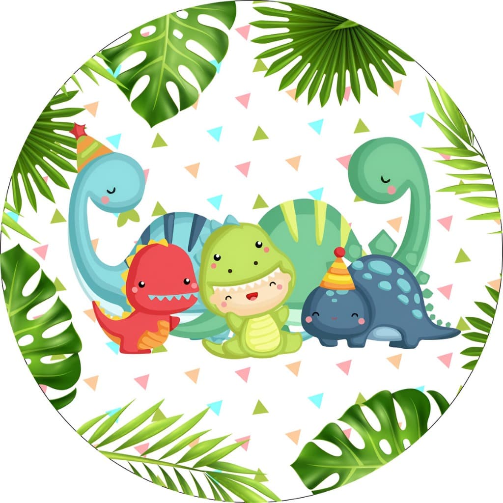 Capa Mini Painel Redondo Festa Tema Dinossauros  50x50
