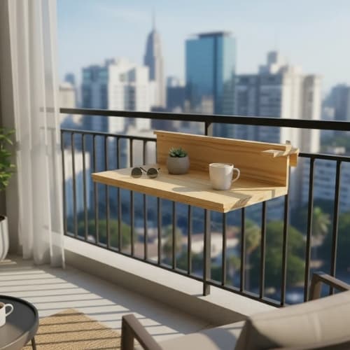 Mesa Suspensa 60cm Sacada Varanda Janela de Madeira Envernizada