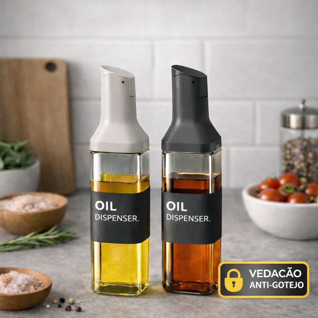 Galheteiro 500ml Vidro Quadrado Dosador Automático Anti Gotejamento Dispenser Óleo Azeite Vinagre