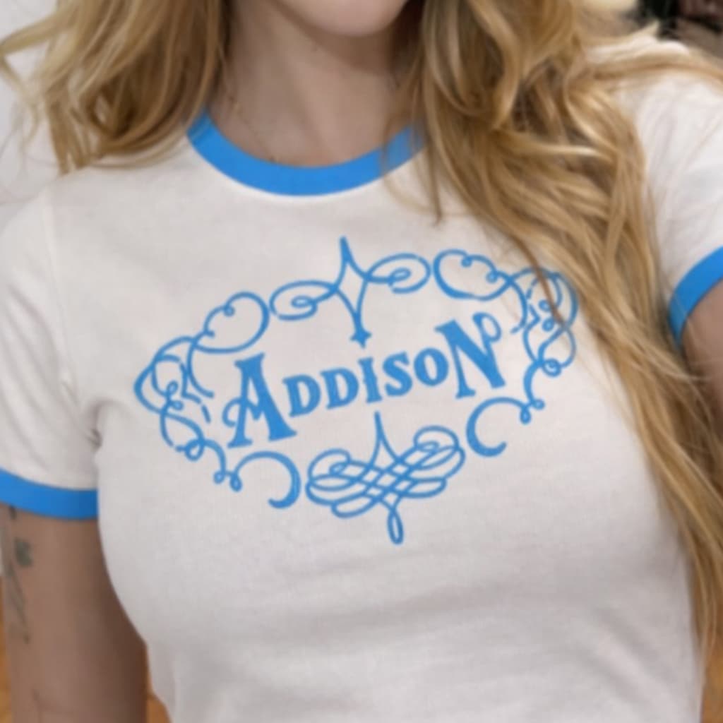 Camisa Feminina Baby Tee Addison Rae logo T-shirt Vintage Y2K estética BabyLook