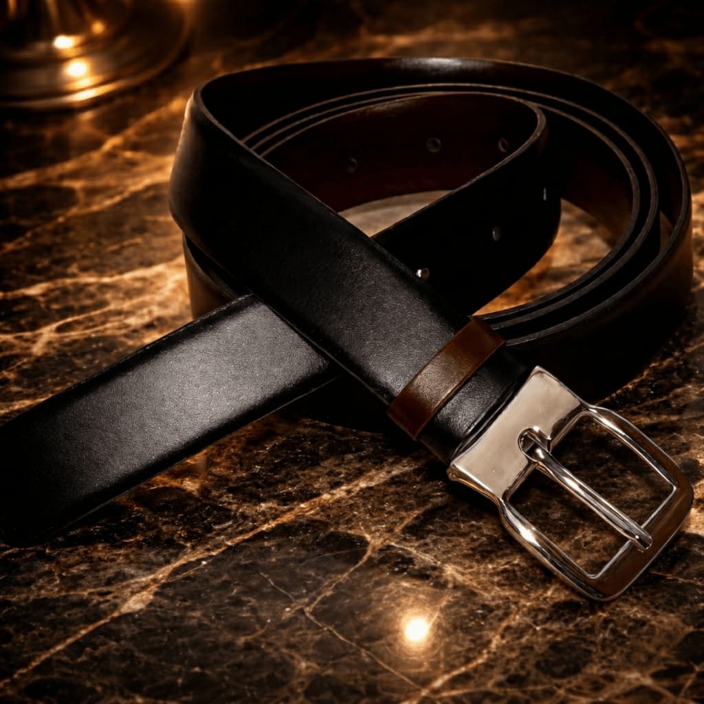 Cinto Masculino Dupla Face 2 em 1 Premium Preto Marrom Giratório Regulável Couro