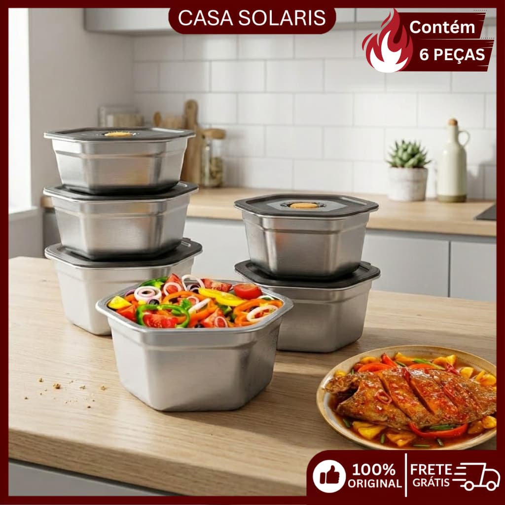 Kit 3 Conjunto Hermético Alimentos Inox Marmita,marmita Portátil Termica, Lancheira 1.4l/2l/2.5l Termica Escola