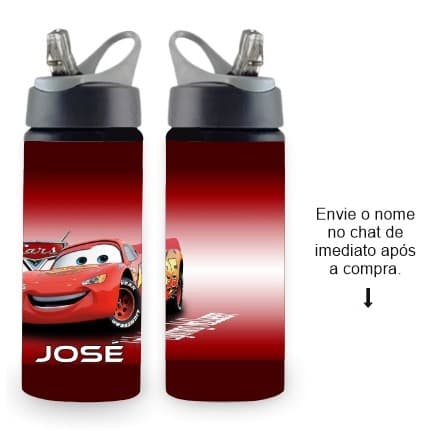 Garrafa Carros Racing 600ml em Alumínio – Personalizada com Nome | Infantil
