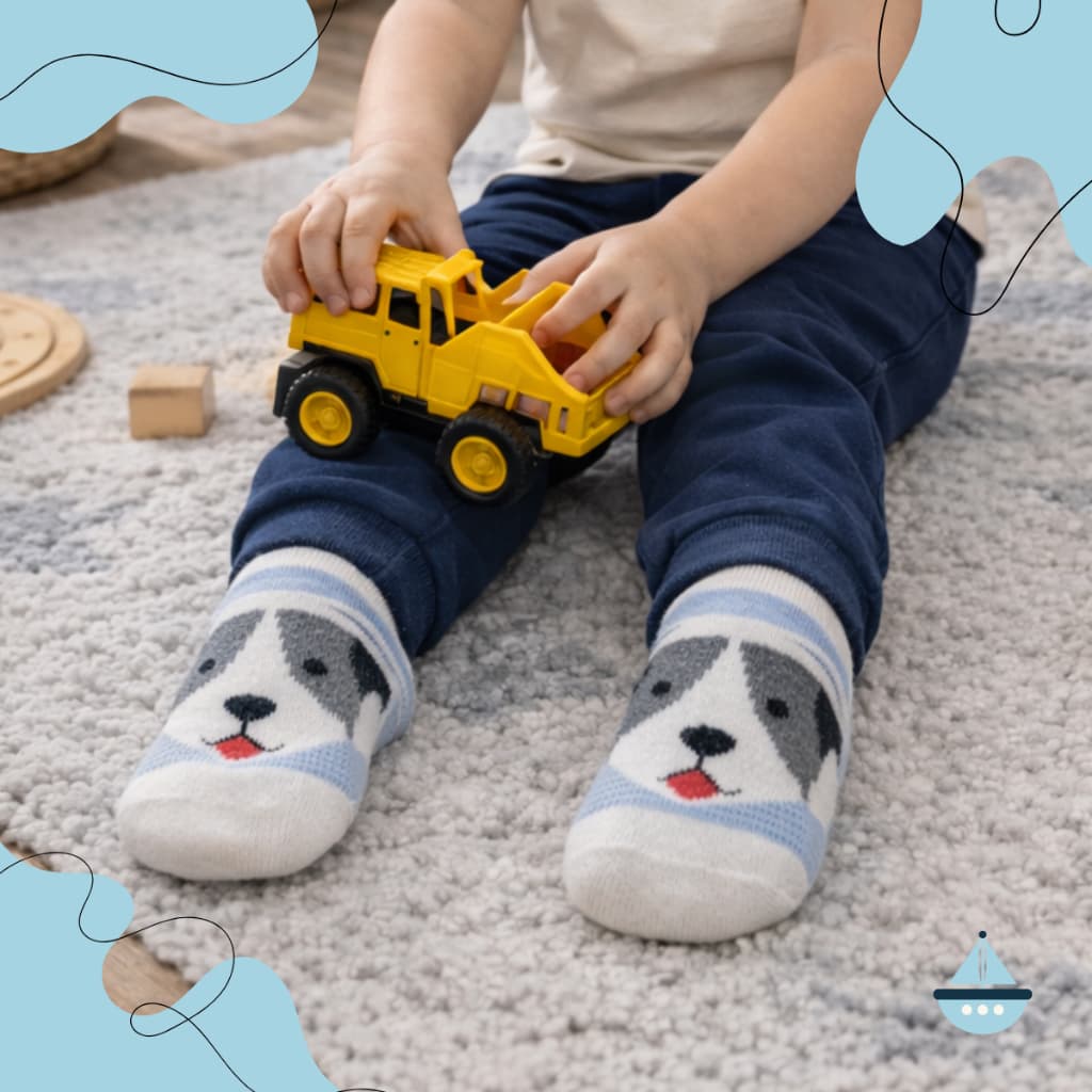 Kit 3, 6 ou 12 Pares Meia Bebê Infantil Menino Antiderrapante Estampa Sortida Cano Médio 0 a 8 Anos