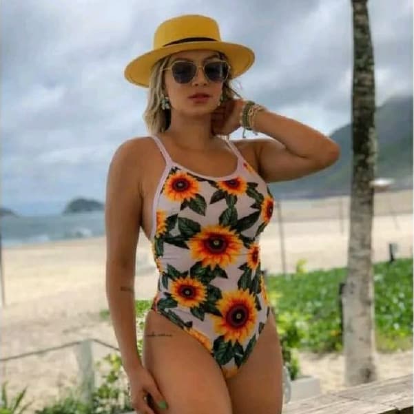 BODY MAIÔ BIQUINE VERAO ESTAMPA GIRASSOL