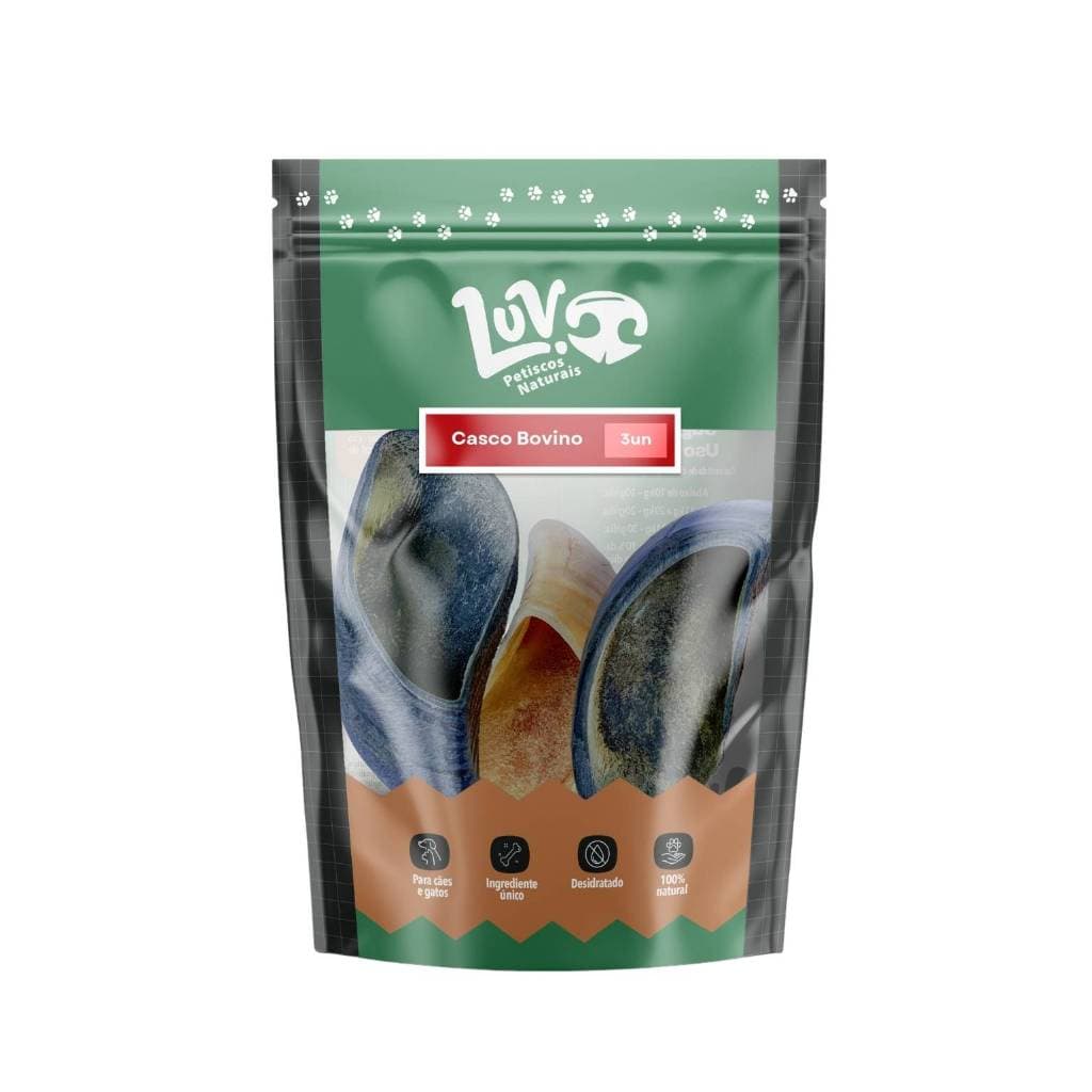 Casco Bovino Grande Para Cachorros Mordedor Pet 100% Natural Luv 3un