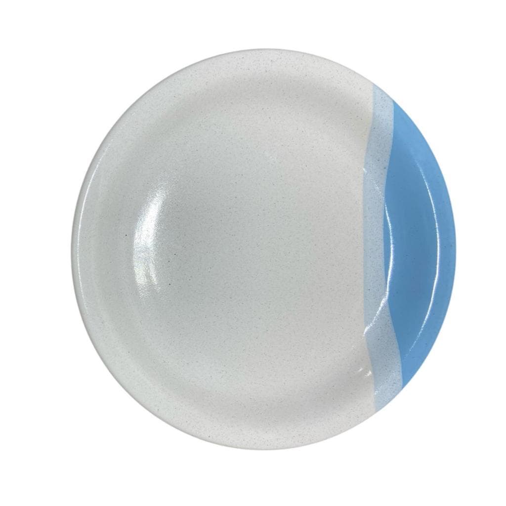 Jogo 6 Pratos De Refeição Raso 25cm Cerâmica Azul Celeste.