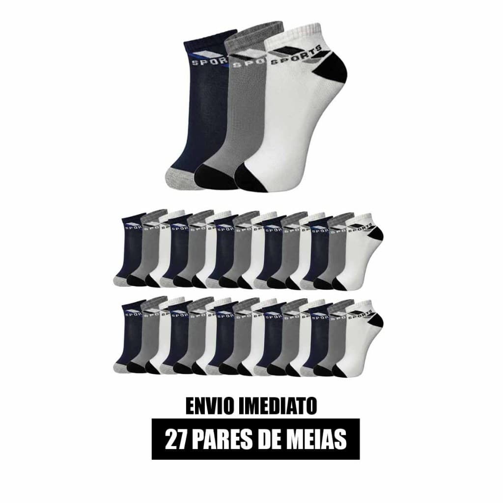 Kit 15 ou 30 pares de meias modelo sports soquete