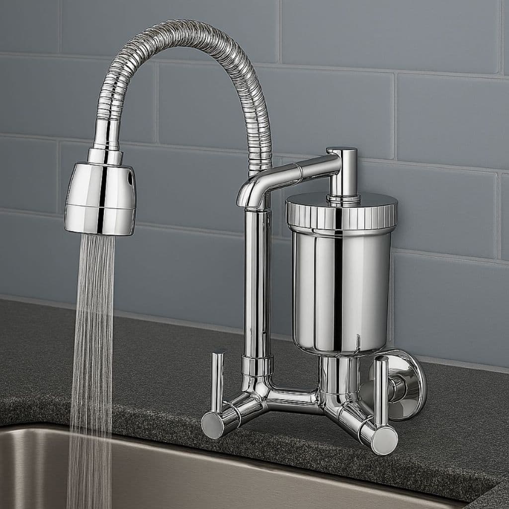 Torneira  Filtro de Parede Gourmet Cozinha Jato Duplo Flexível Cromada 1/4 de volta