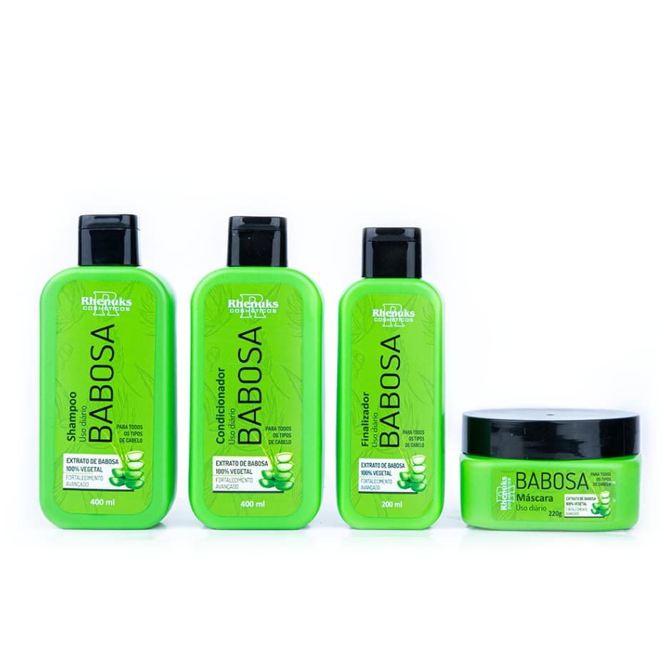 Kit Capilar Rhenuks Babosa Aloe Vera 4 Produtos Fortalecimento Hidratação Regeneração 400ml 280g