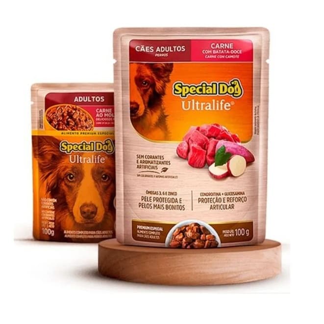 Special Dog Ultralife - Sachê - Ração úmida para Cães Adultos – 100g Carne + Batata Doce