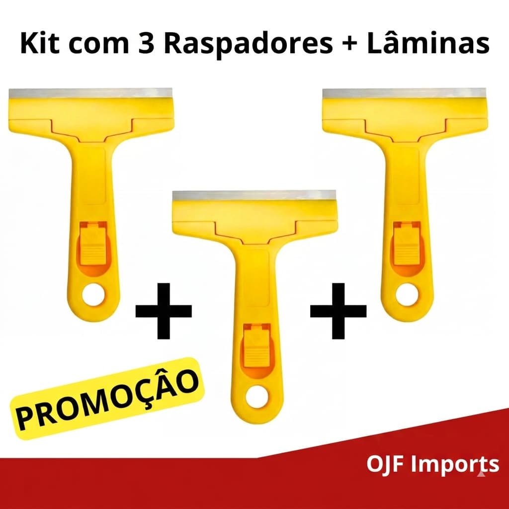 Kit 2 Unidades Estilete Raspador + 20 Laminas Limpa Box Piso Vidro Cerâmica Azulejo