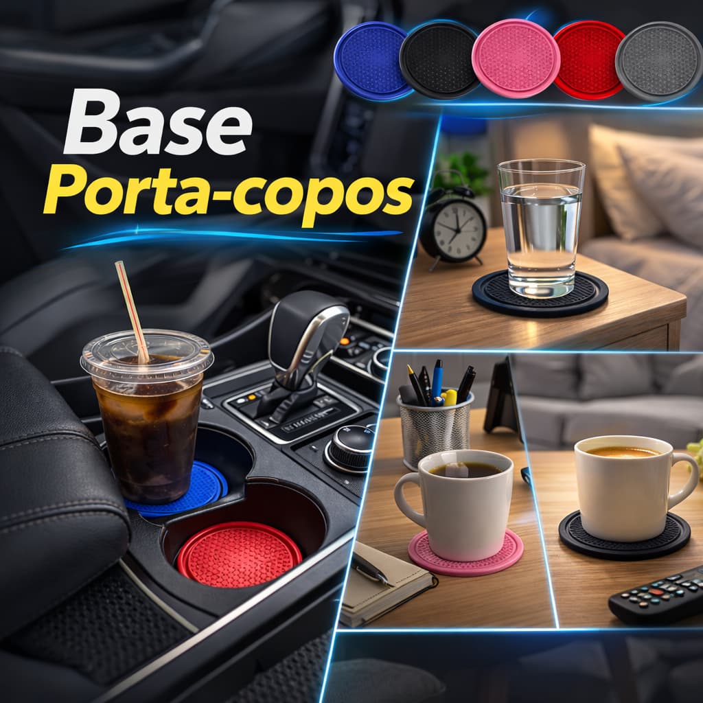 Kit de 2 Bases Para Copo Porta-Copos  De Carro De Borracha Macia ZEM