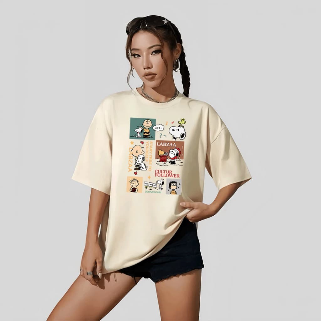 Camiseta Premium T-shirt Algodão Over Basica Masculina E Feminina(Unissex) Snoopy 100% Algodão Folgada