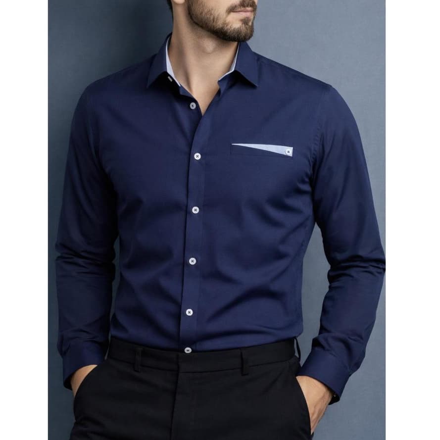 Camisa Masculina Social manga Longa com Elastano - Escritório, Trabalho e Eventos