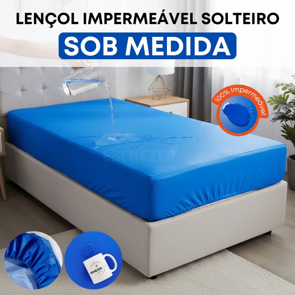 Lençol Protetor Impermeável Sob Medida Solteiro Antixixi Capa Antialérgico Antiácaro Resistente