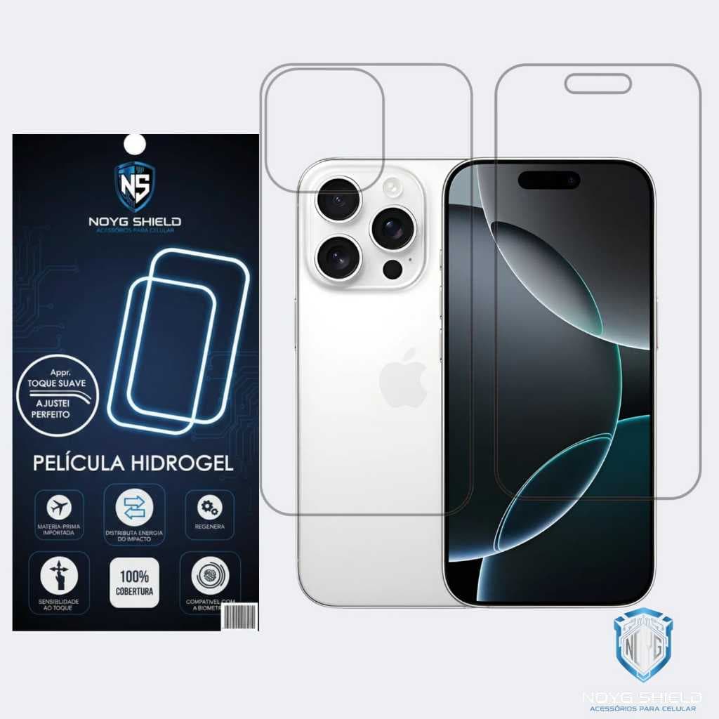 Pelicula Gel Hidrogel Frente e Verso Anti Impacto para Iphone 16 Pro