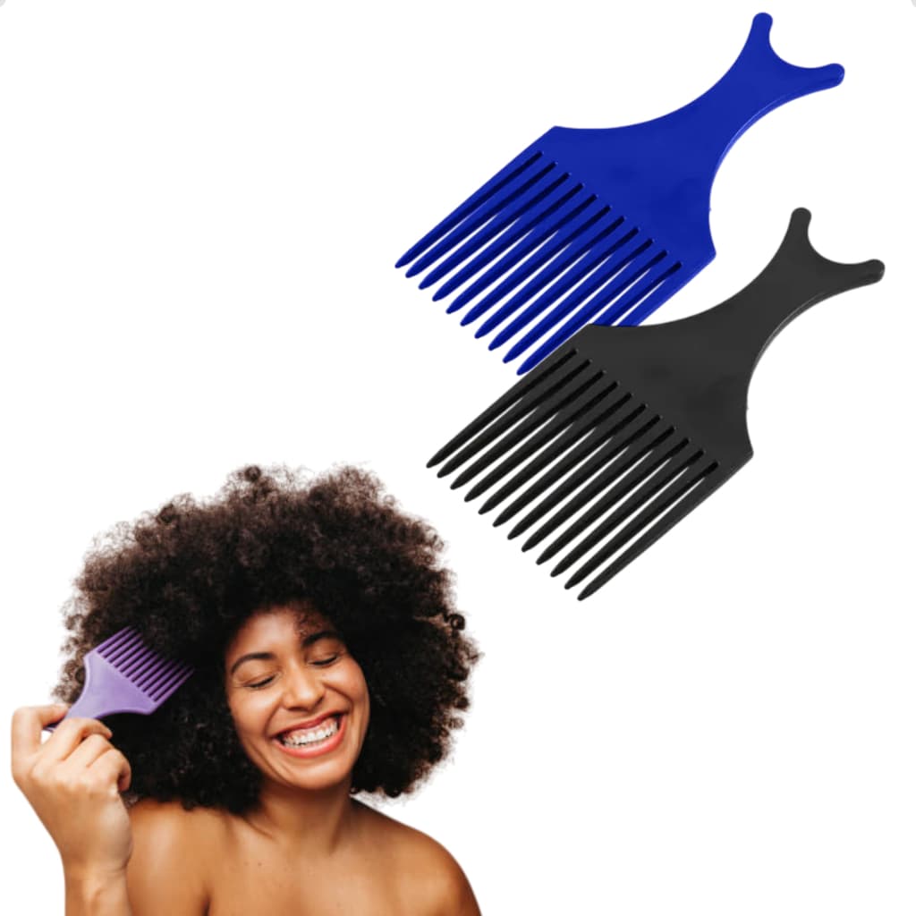 Pente Garfo Black Power Para Cabelo Afro Cacheado 03 Unid Sortidos