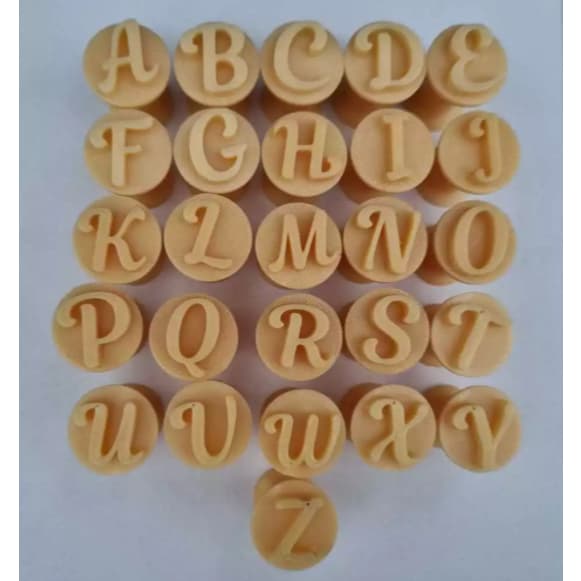 Kit Carimbos Alfabeto Completo para Doces (26 Letras) | Brigadeiro Biscoito Pasta Americana | Confeitaria