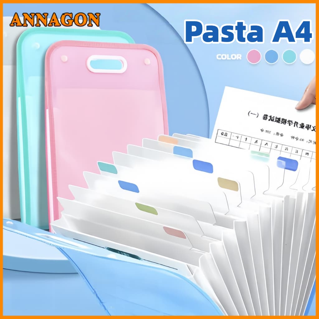 Pasta Sanfonada para Documentos 13 Divisórias e Pasta Prancheta Tamanho A4 para Escritório e Escola