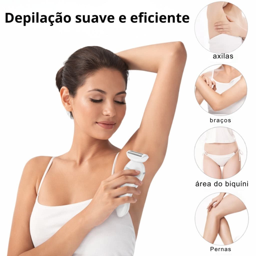 Depilador Elétrico Feminino 3 em 1 KAPBOM KA-1463 Recarregável para Área Íntima e Corpo – Prático, Seguro e Confortável