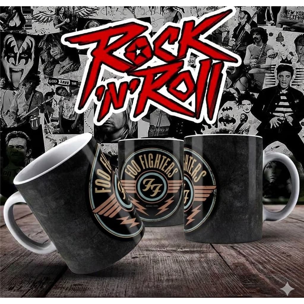 Caneca Bandas de Rock - Korn Nirvana AC/DC Foo Fighters Presente