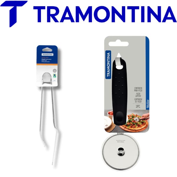 Kit Utensílios para Pizza Tramontina Pegador + Cortador Aço Inox